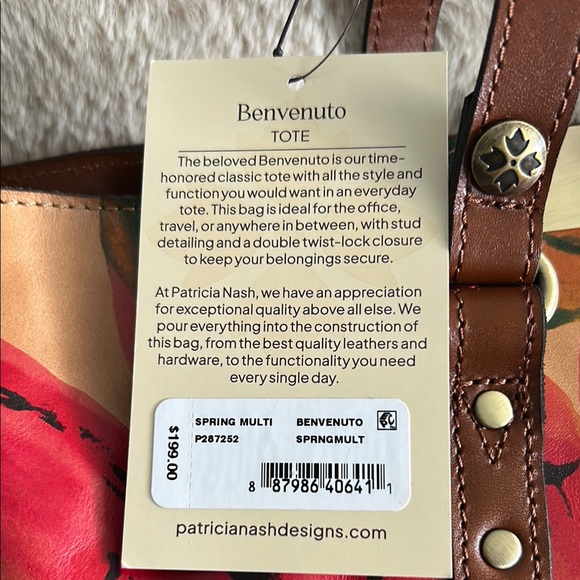 Patricia Nash Red and Orange Artistic leather Benvenuto Tote NWT - Picture 4 of 16